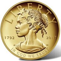 Zwarte Lady Liberty op nieuwe gouden munt